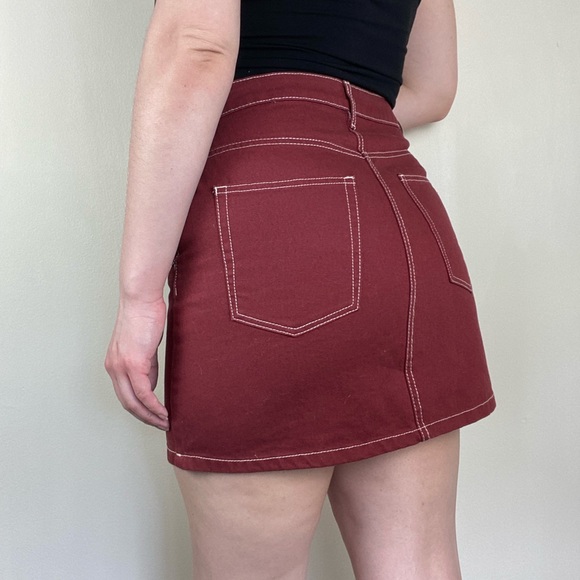 H&M Skirts Nwot Red Denim Mini Skirt Poshmark